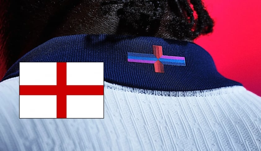 Thánh giá St George trên áo đấu ĐT Anh có màu sắc khác so với truyền thống